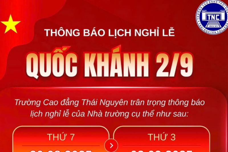 Thông báo nghỉ lễ Quốc khánh 2/9/2025